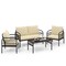 Outdoor 4-Piece Wicker Conversation Set with Rustproof Metal Frame